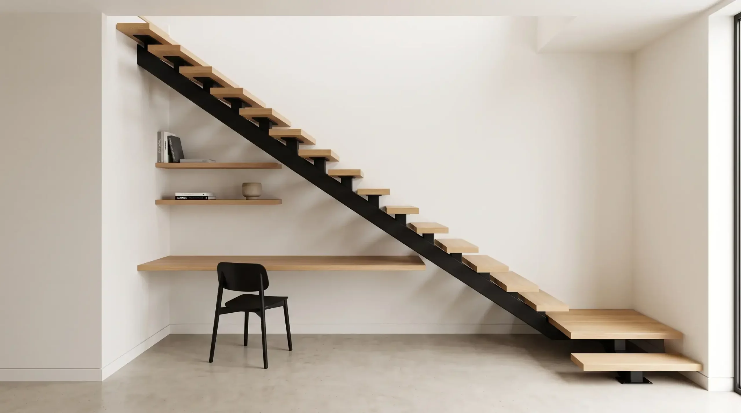 Comment aménager l’espace sous un escalier droit en acier ?